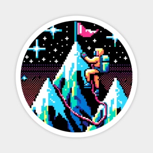 Neon Mountain Climbing - 8-Bit Summit Adventure Magnet